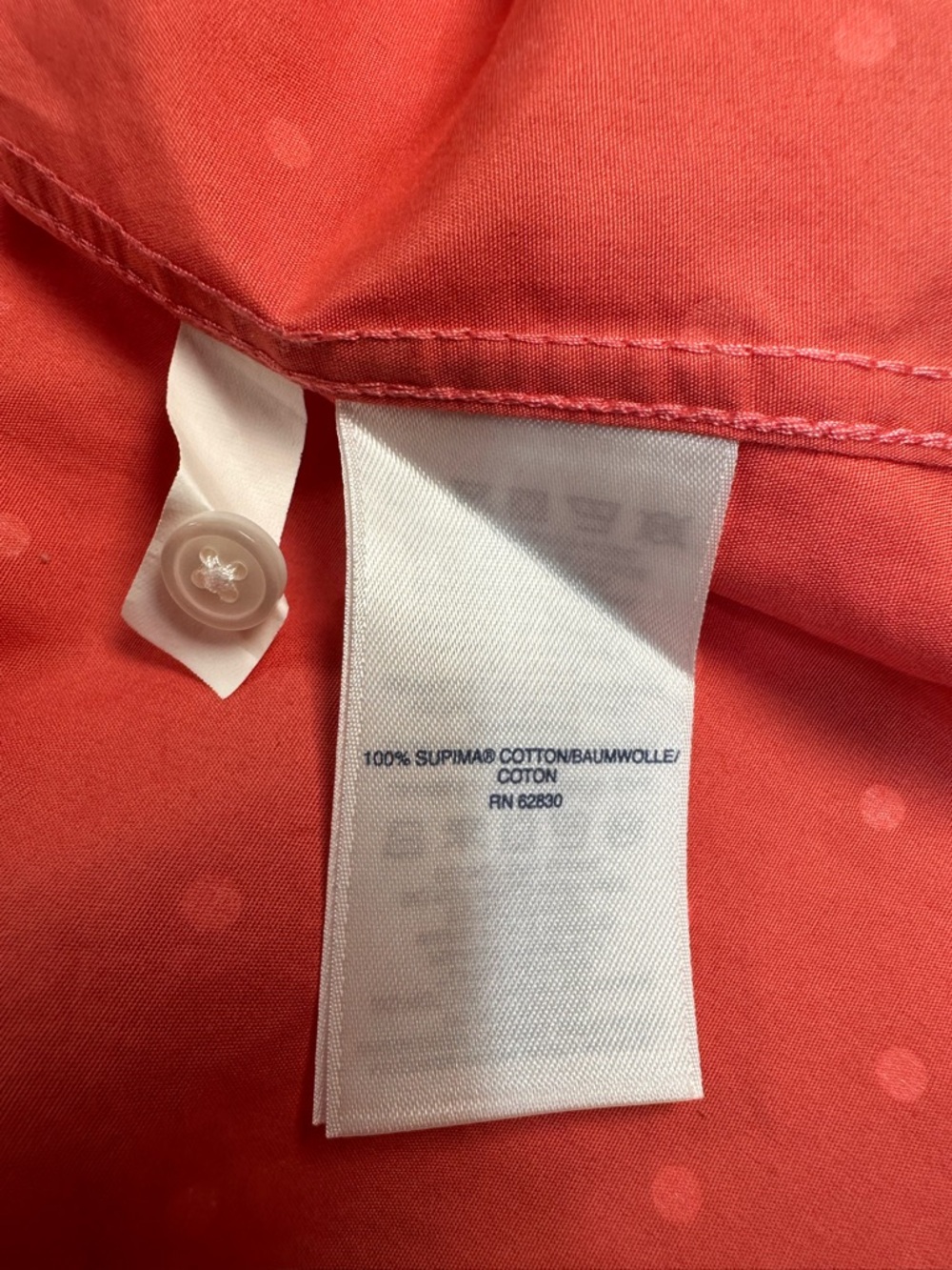 Lands' End Sleeveless Polka Dot Button-Down Blouse - Coral/White - Size 16 - Picture 4 of 8